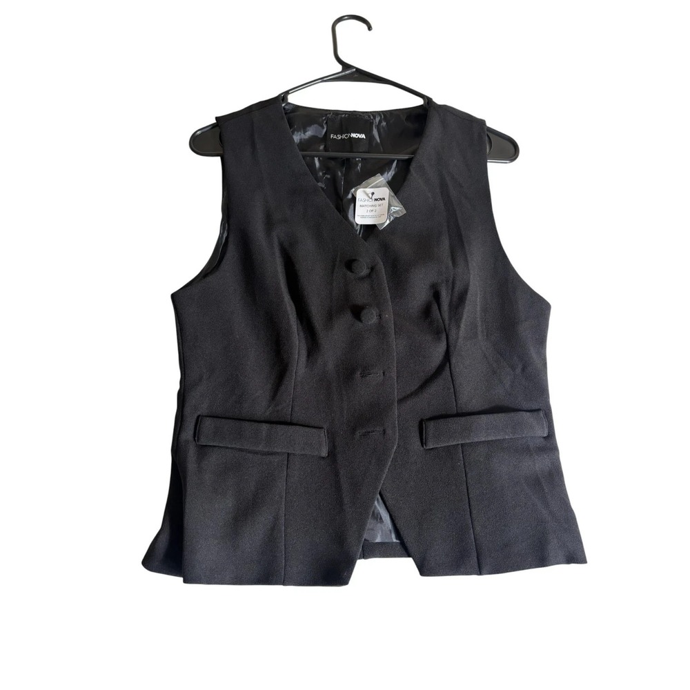 Fashion Nova Work Blaze Business Vest Top Set of 2 Womens Medium Black Tan Lined - Picture 4 of 10